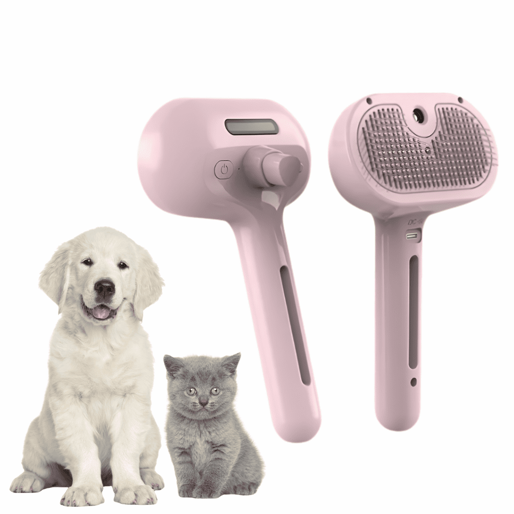 3-in-1 Steam Brush – Pet Hair Removal & Grooming Spray Comb for Cats & Dogs