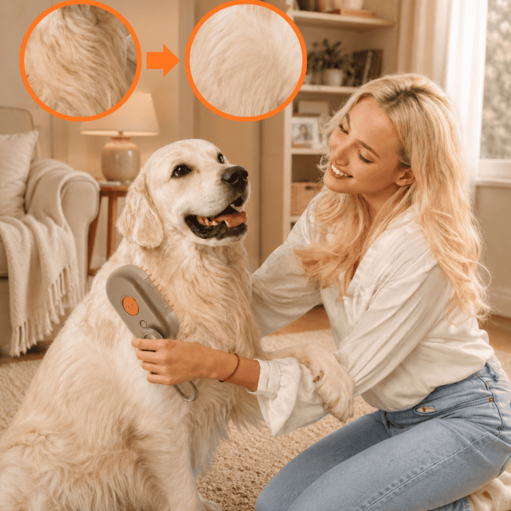 3-in-1 Steam Pet Brush | Remove Loose Fur & Reduce Shedding | PetFluffo