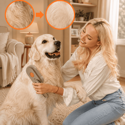 3-in-1 Steam Pet Brush | Remove Loose Fur & Reduce Shedding | PetFluffo