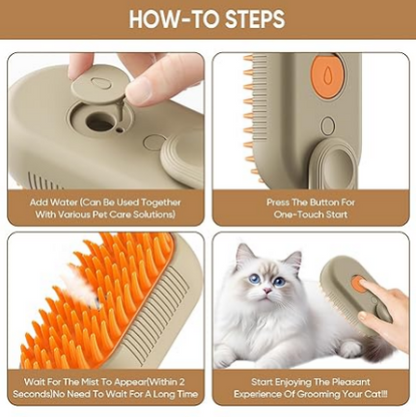 3-in-1 Steam Pet Brush | Remove Loose Fur & Reduce Shedding | PetFluffo