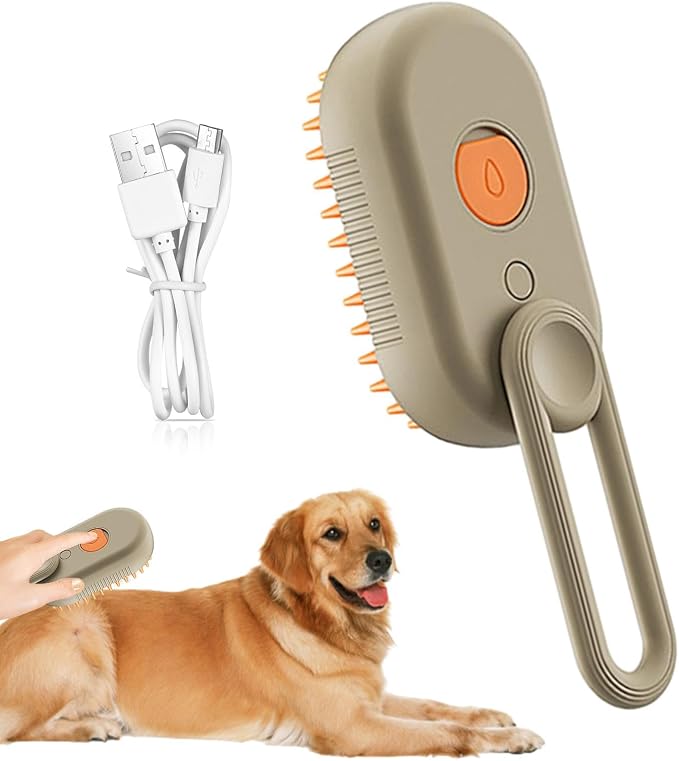 3-in-1 Steam Pet Brush | Remove Loose Fur & Reduce Shedding | PetFluffo