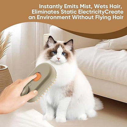 3-in-1 Cat & Dog Steam Brush – Remove Shedding, Clean & Massage