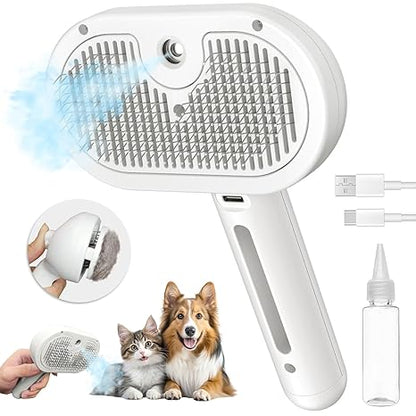 3-in-1 Steam Brush – Pet Hair Removal & Grooming Spray Comb for Cats & Dogs