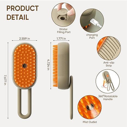 3-in-1 Cat & Dog Steam Brush – Remove Shedding, Clean & Massage