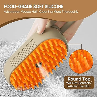 3-in-1 Cat & Dog Steam Brush – Remove Shedding, Clean & Massage
