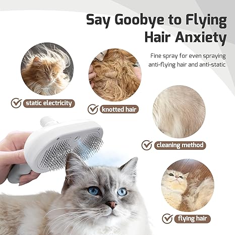 3-in-1 Steam Brush – Pet Hair Removal & Grooming Spray Comb for Cats & Dogs