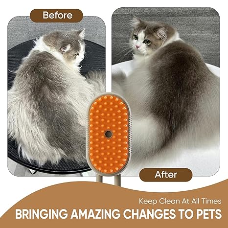 3-in-1 Cat & Dog Steam Brush – Remove Shedding, Clean & Massage
