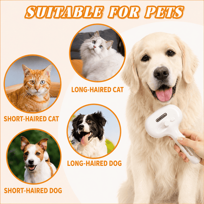 3-in-1 Steam Pet Brush  for Cats & Dogs, Make Grooming Stress-Free