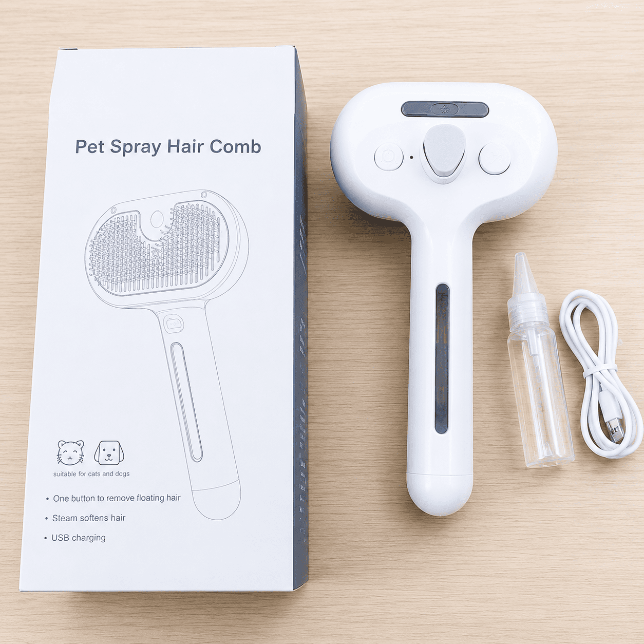 3-in-1 Mist Pet Brush  for Cats & Dogs, Make Grooming Stress-Free