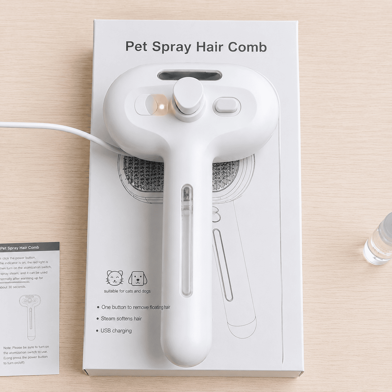 3-in-1 Mist Pet Brush  for Cats & Dogs, Make Grooming Stress-Free
