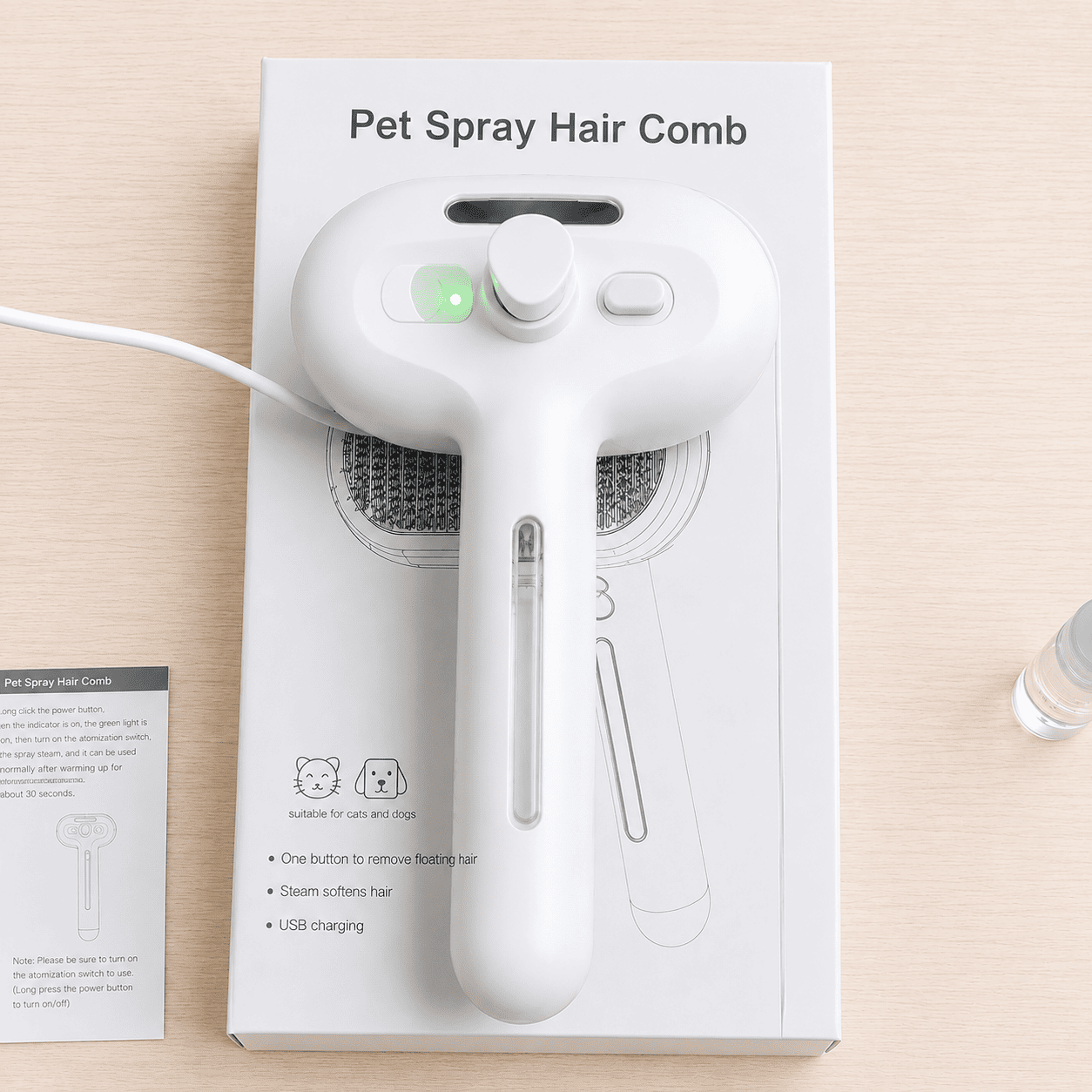 3-in-1 Mist Pet Brush  for Cats & Dogs, Make Grooming Stress-Free