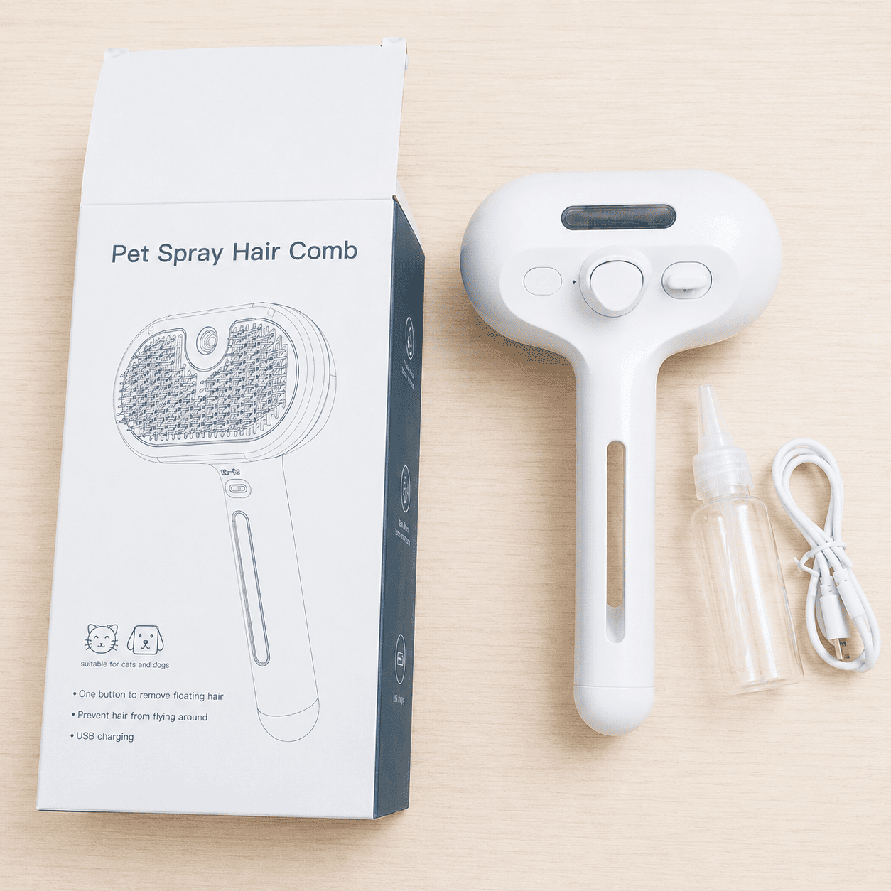 3-in-1 Mist Pet Brush  for Cats & Dogs, Make Grooming Stress-Free