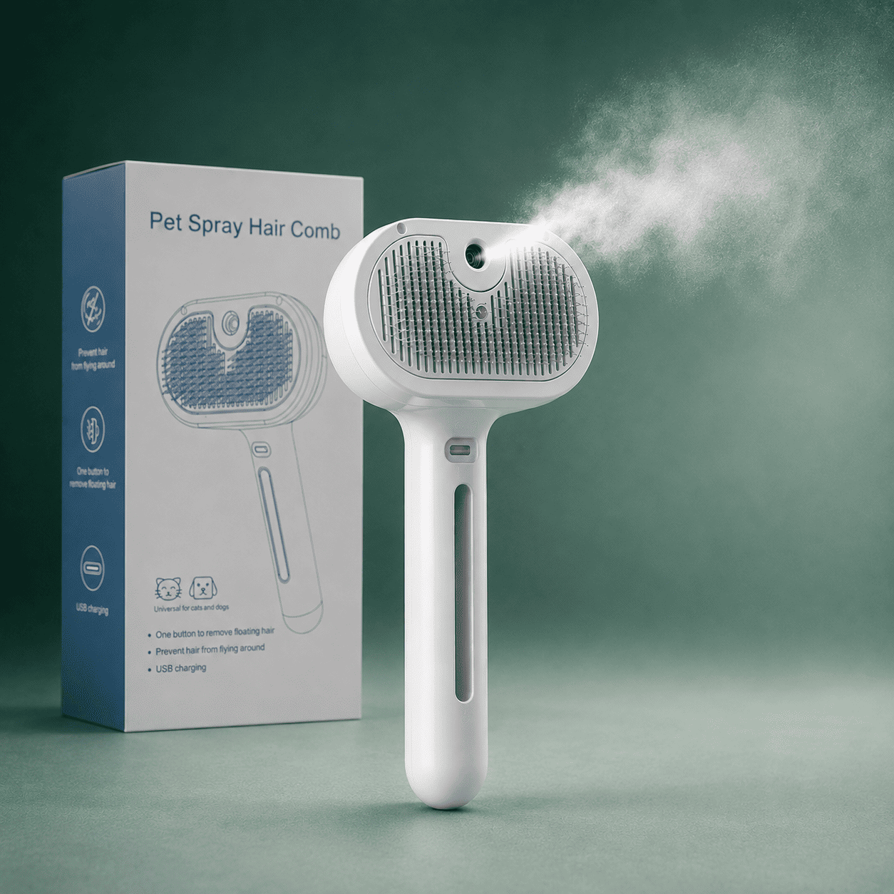3-in-1 Mist Pet Brush  for Cats & Dogs, Make Grooming Stress-Free
