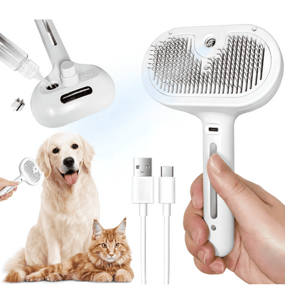 3-in-1 Steam Pet Brush  for Cats & Dogs, Make Grooming Stress-Free