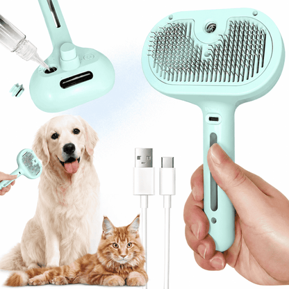 3-in-1 Steam Pet Brush  for Cats & Dogs, Make Grooming Stress-Free