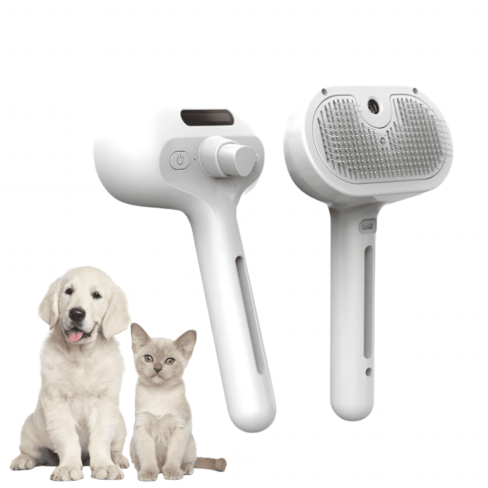 3-in-1 Steam Brush – Pet Hair Removal & Grooming Spray Comb for Cats & Dogs