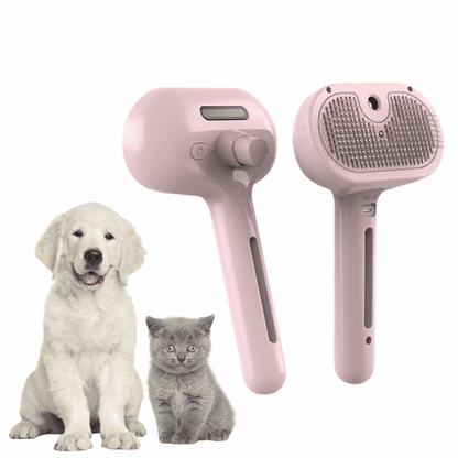 3-in-1 Steam Brush – Pet Hair Removal & Grooming Spray Comb for Cats & Dogs