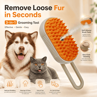 3-in-1 Cat & Dog Steam Brush – Remove Shedding, Clean & Massage