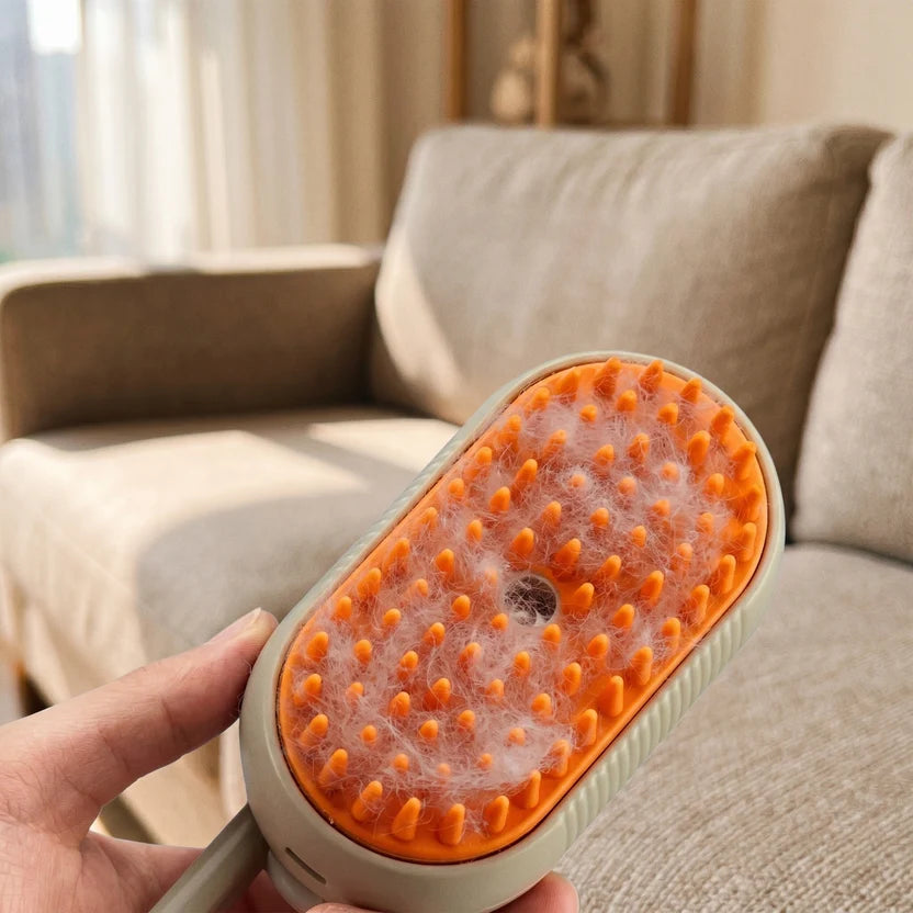 3-in-1 Steam Pet Brush | Remove Loose Fur & Reduce Shedding | PetFluffo
