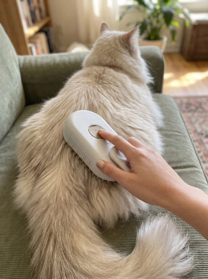3-in-1 Steam Pet Brush | Remove Loose Fur & Reduce Shedding | PetFluffo